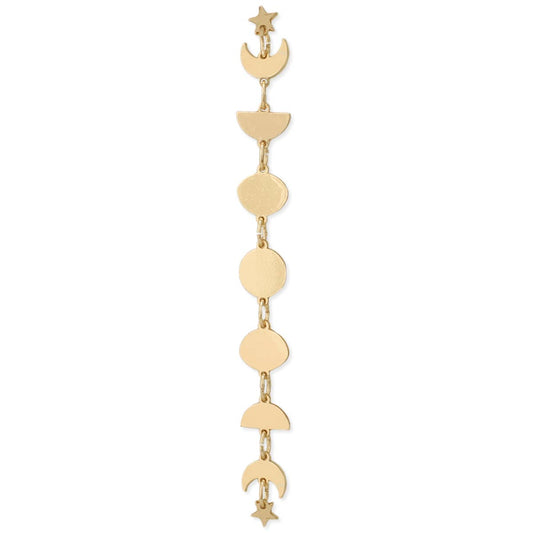 Lunar Cascade Gold Moon Phases Earrings - Spiral Circle