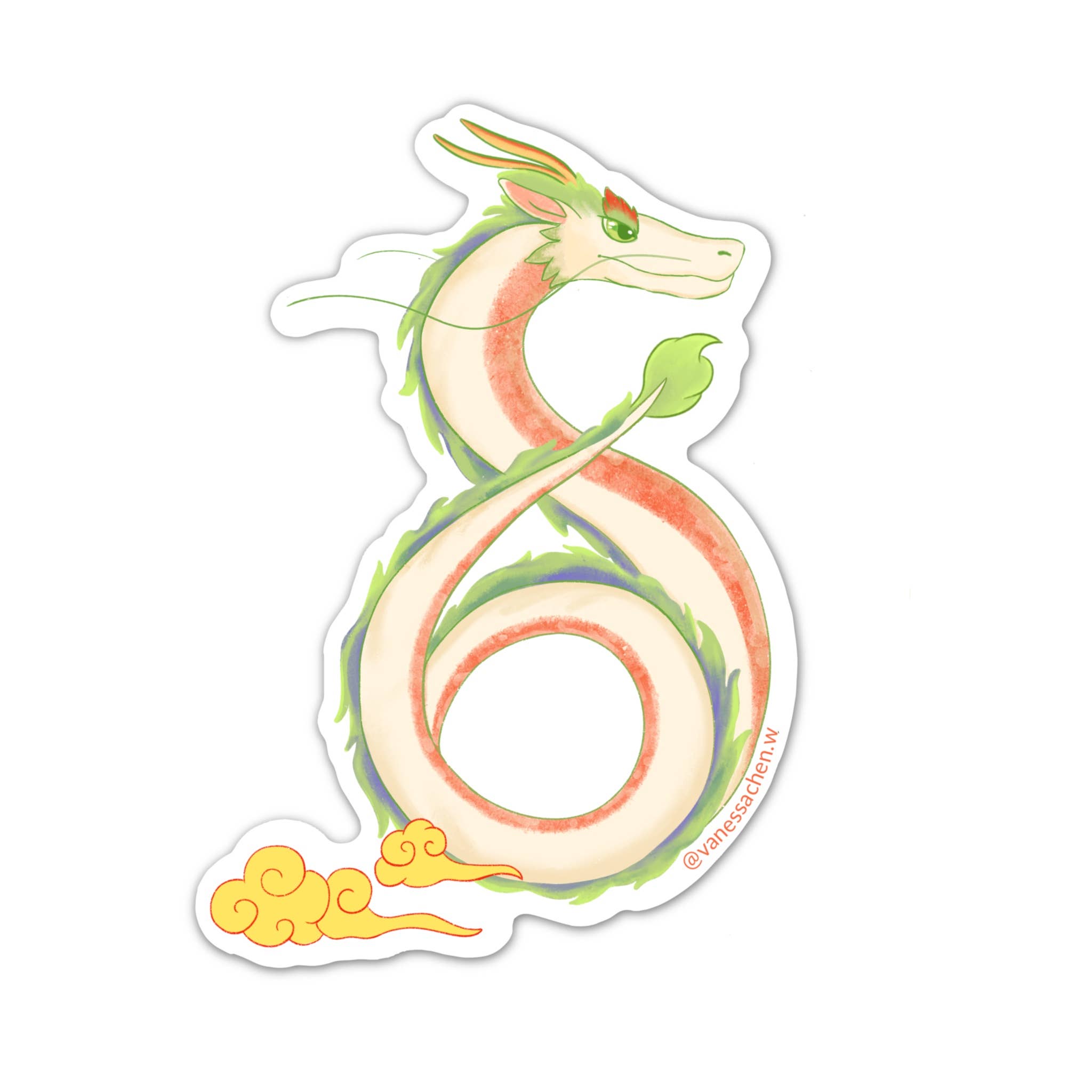 Lunar New Year Dragon Sticker - Spiral Circle