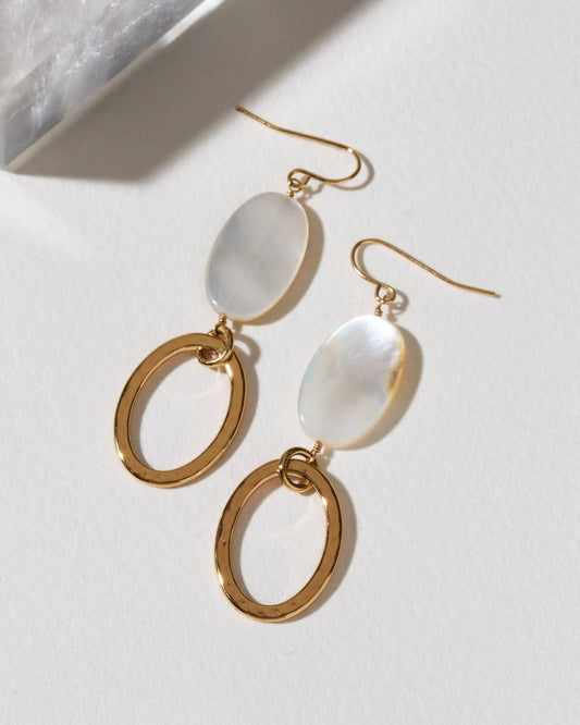 Lustre Loop Earrings | Mother Of Pearl - Spiral Circle