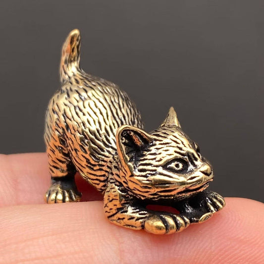 Lying Kitten | Brass Figurine - Spiral Circle