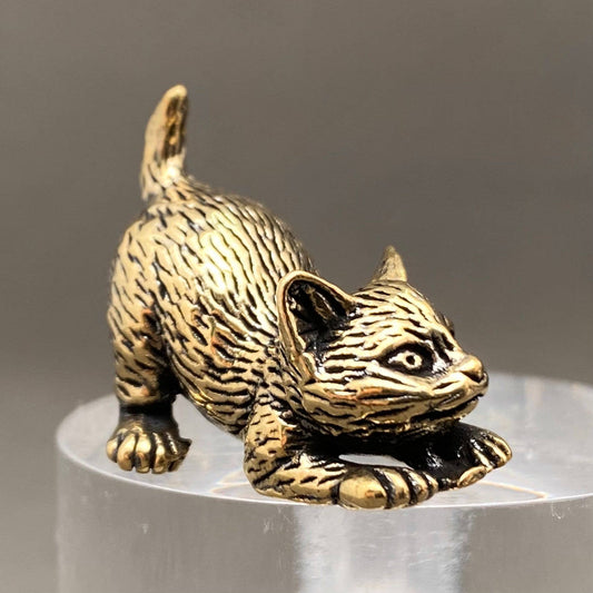 Lying Kitten | Brass Figurine - Spiral Circle