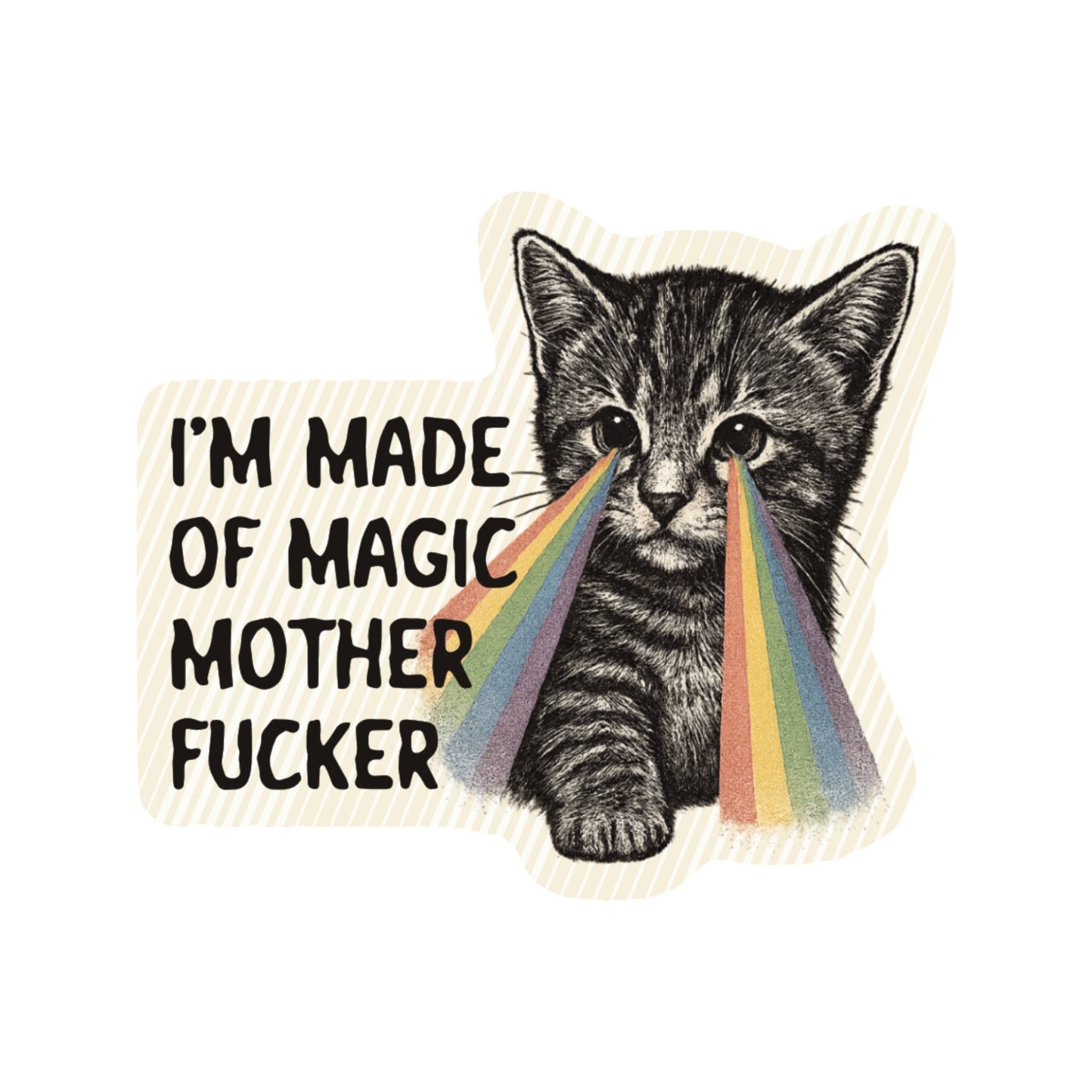 Magic Fuck Kitty Cat Prism Swear High Quality Vinyl Sticker - Spiral Circle