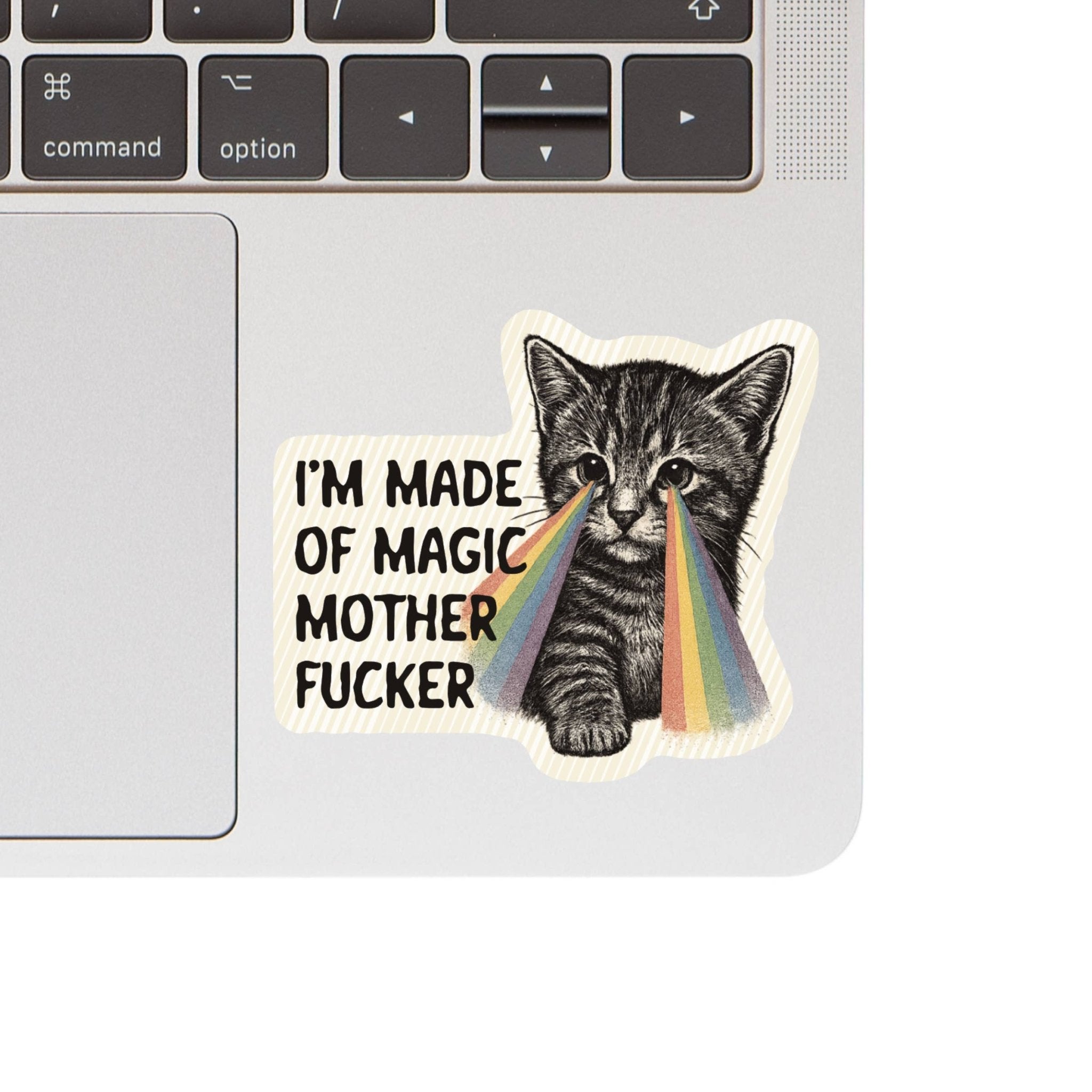 Magic Fuck Kitty Cat Prism Swear High Quality Vinyl Sticker - Spiral Circle