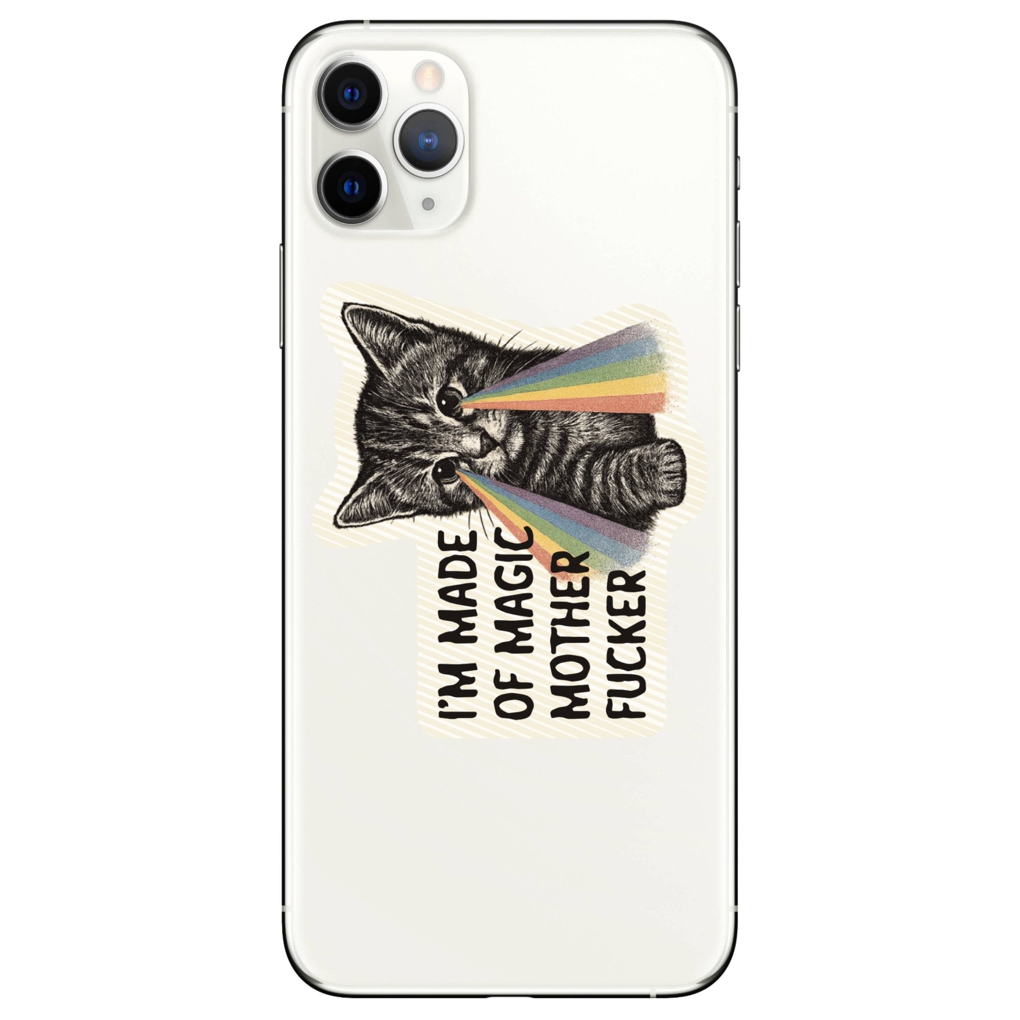 Magic Fuck Kitty Cat Prism Swear High Quality Vinyl Sticker - Spiral Circle