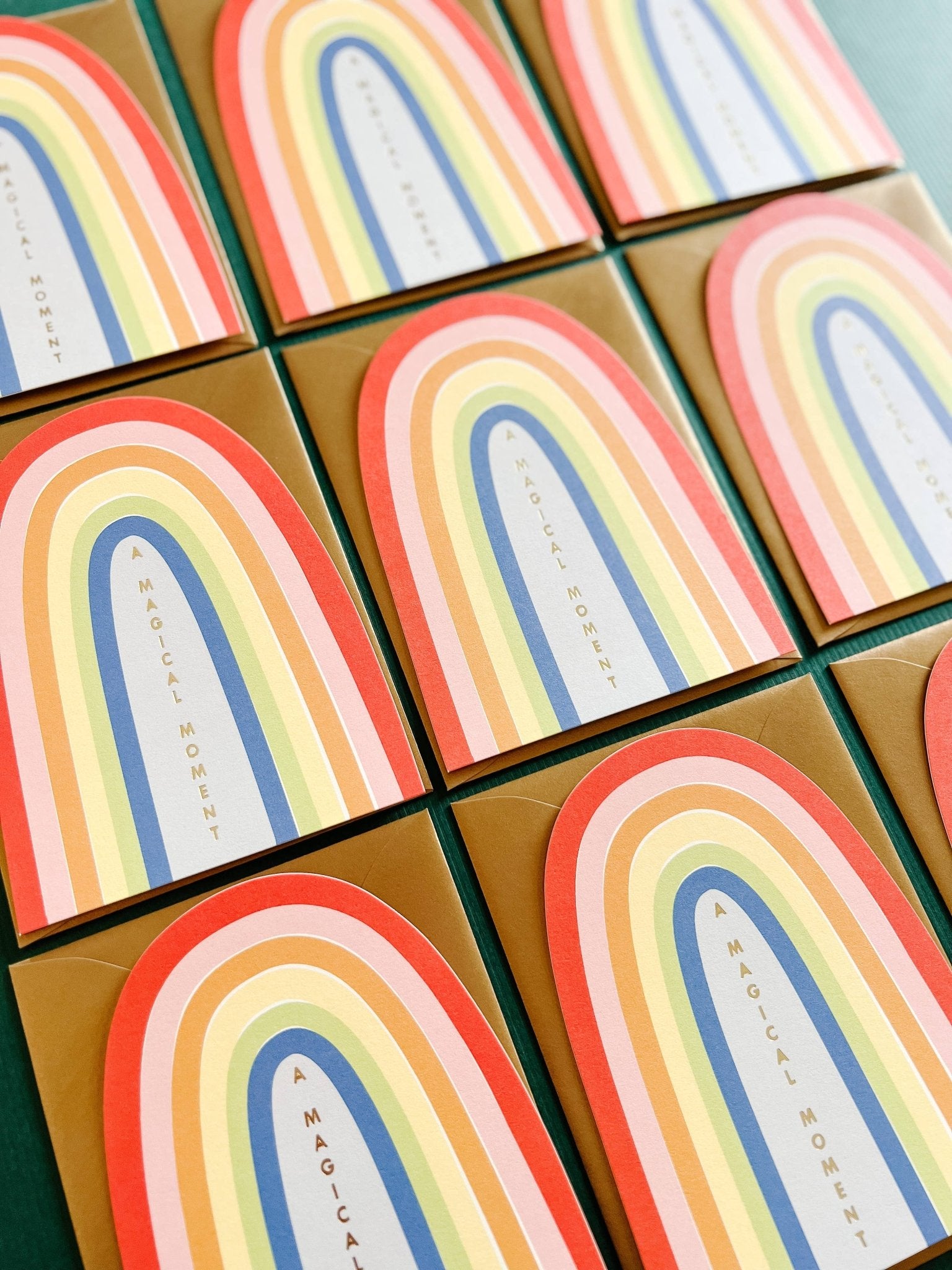 Magical Moment Rainbow Die - Cut Folded Greeting Card - Spiral Circle
