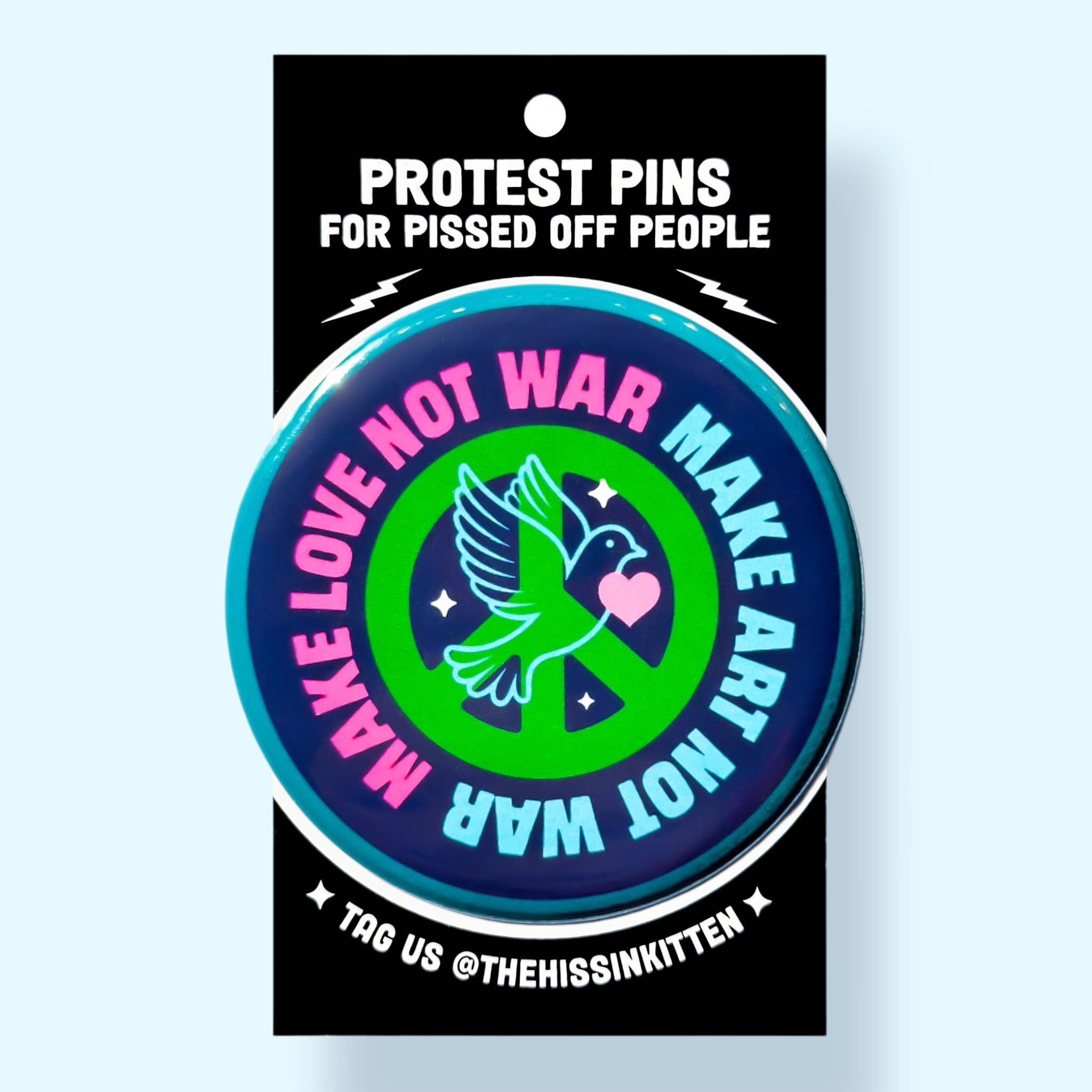 Make Love / Art Not War (Button or Magnet!) - Spiral Circle