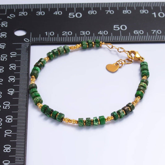 Malachite Gemstone Bead Bracelet - Spiral Circle