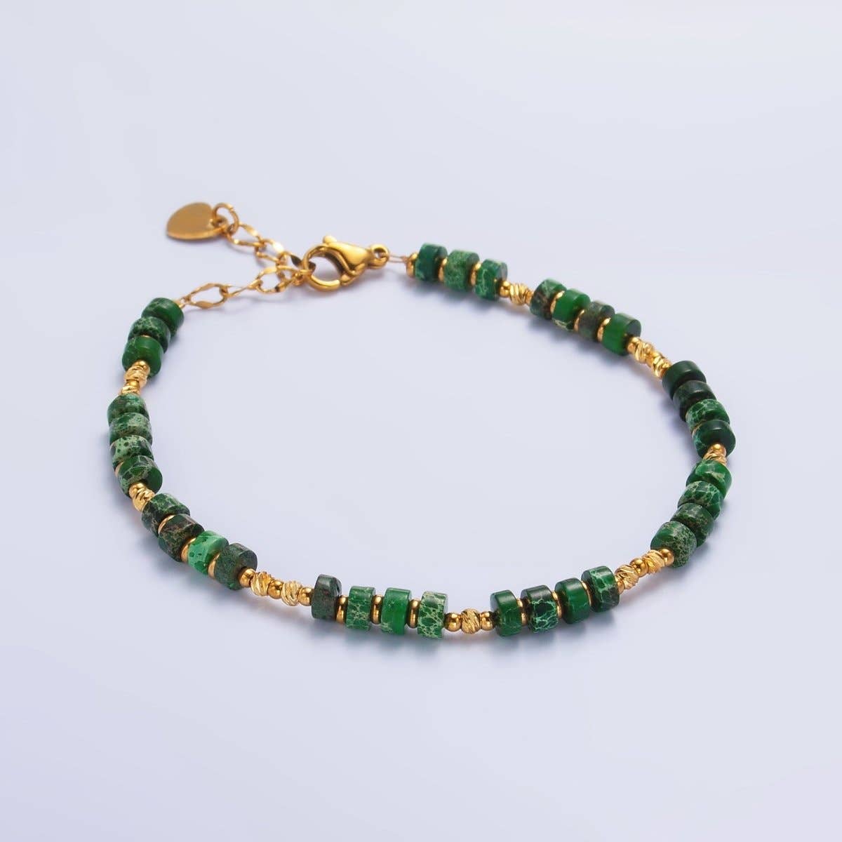 Malachite Gemstone Bead Bracelet - Spiral Circle