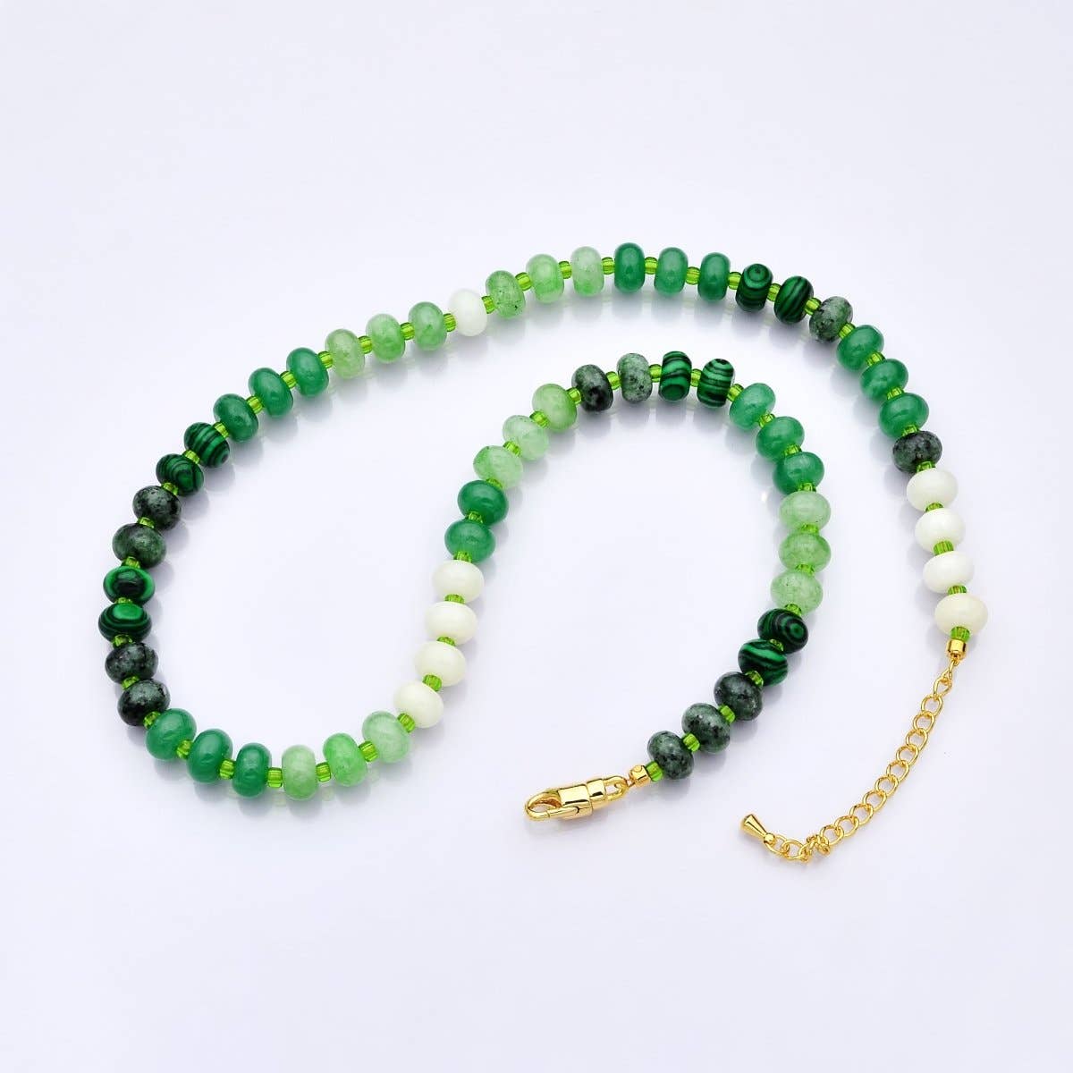Malachite Gradient Gemstone Necklace | 14K Gold Plated - Spiral Circle