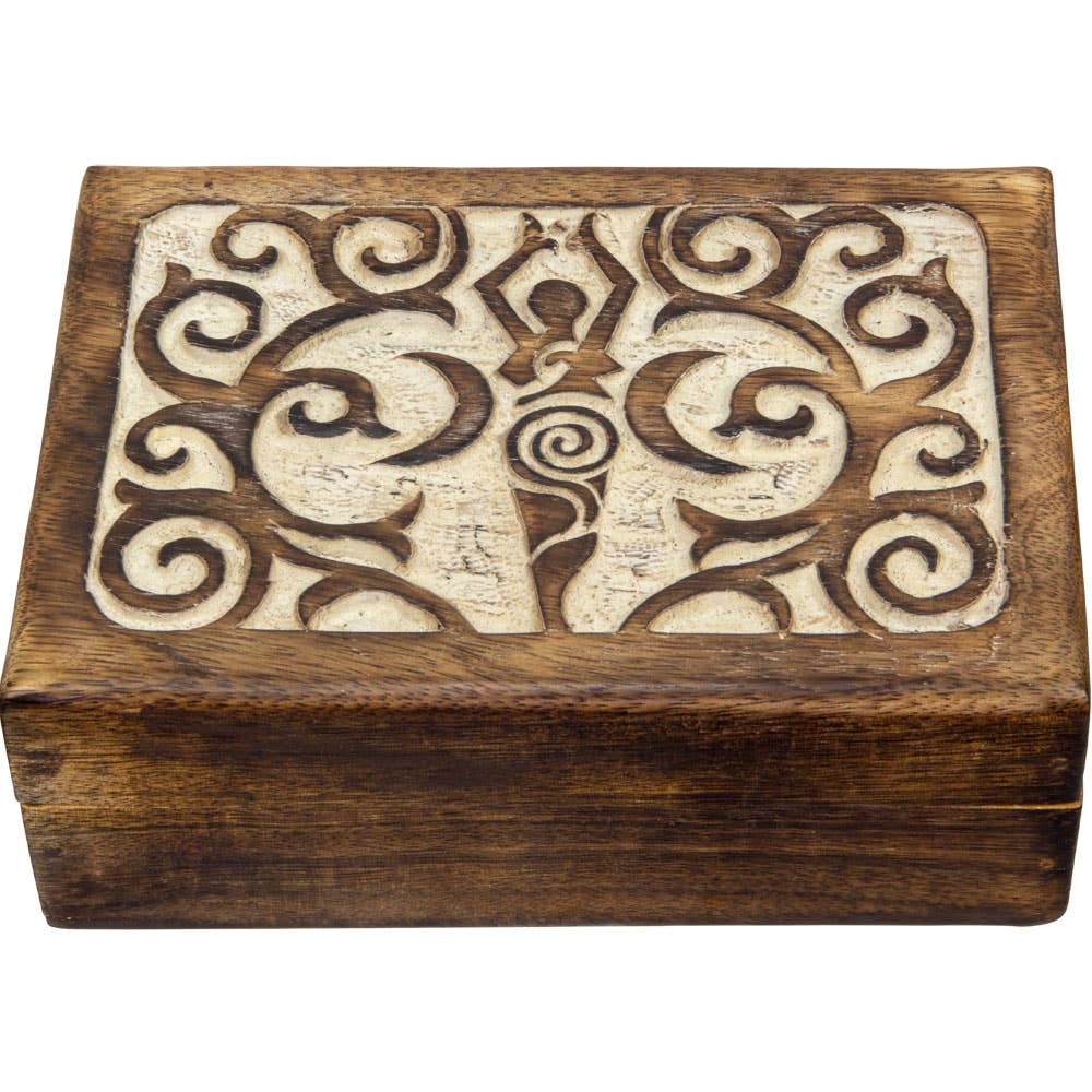 Mango Wood Box Goddess (Each) - Spiral Circle