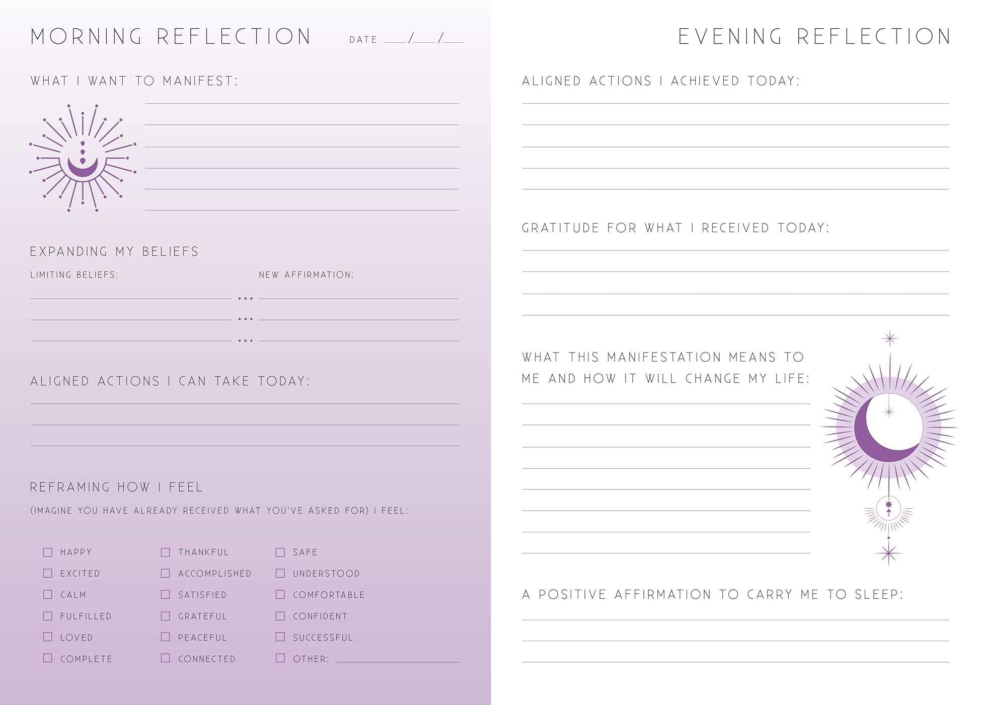 Manifesting: A Day and Night Reflection Journal - Spiral Circle