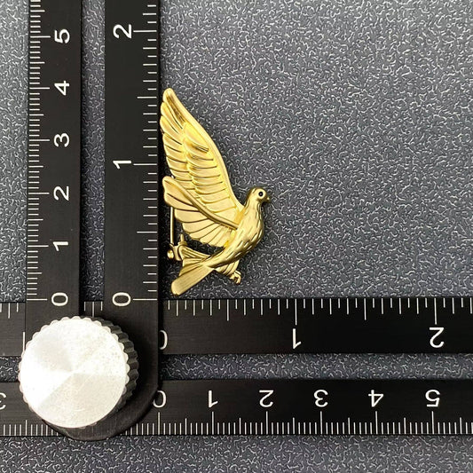 Matte Gold Plating Peace Dove Brooch - Spiral Circle