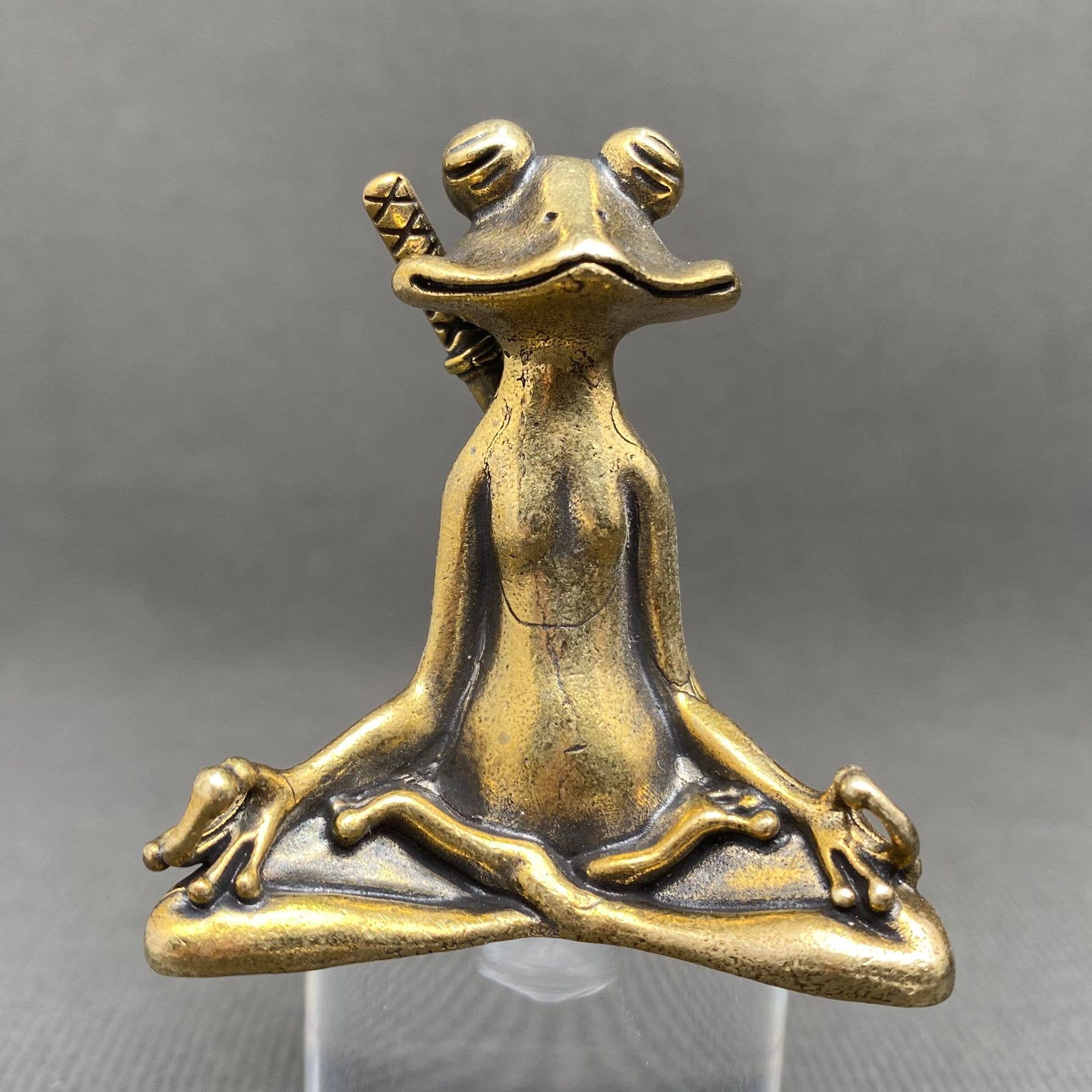 Meditating Kungfu Frog | Brass Figurine - Spiral Circle