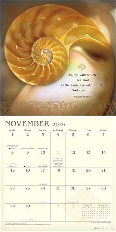 Meditation 2026 Wall Calendar by Amber Lotus Publishing - Spiral Circle