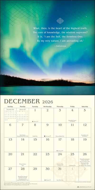 Meditation 2026 Wall Calendar by Amber Lotus Publishing - Spiral Circle
