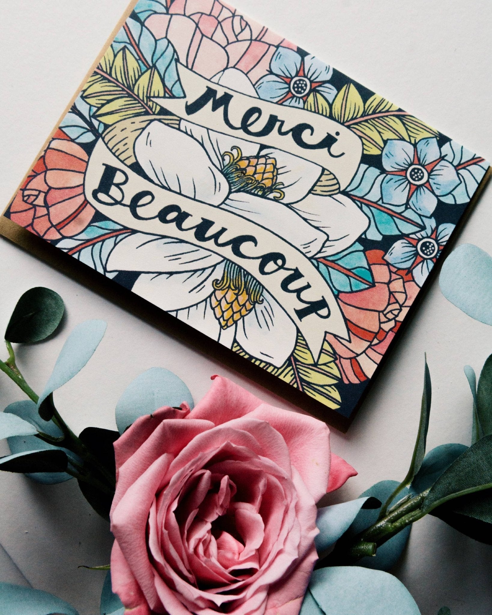 Merci Beaucoup Card - Spiral Circle