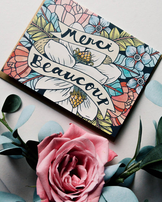 Merci Beaucoup Card - Spiral Circle