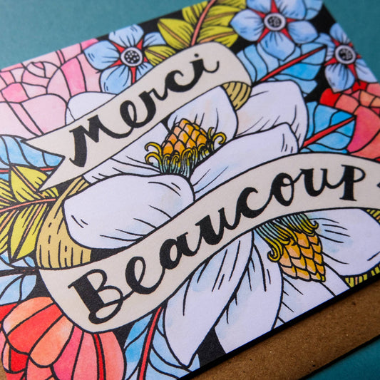 Merci Beaucoup Card - Spiral Circle
