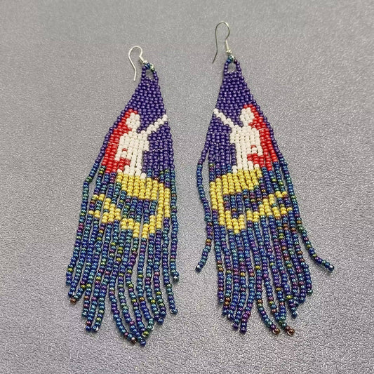 Mermaid Seed Beads Fringe Earrings - Spiral Circle