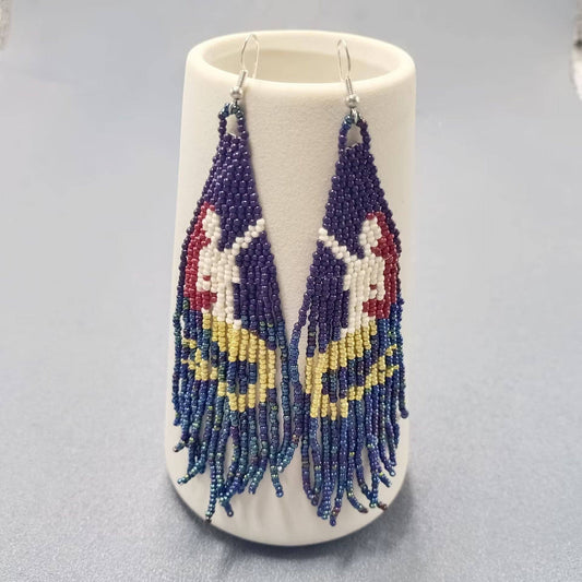 Mermaid Seed Beads Fringe Earrings - Spiral Circle