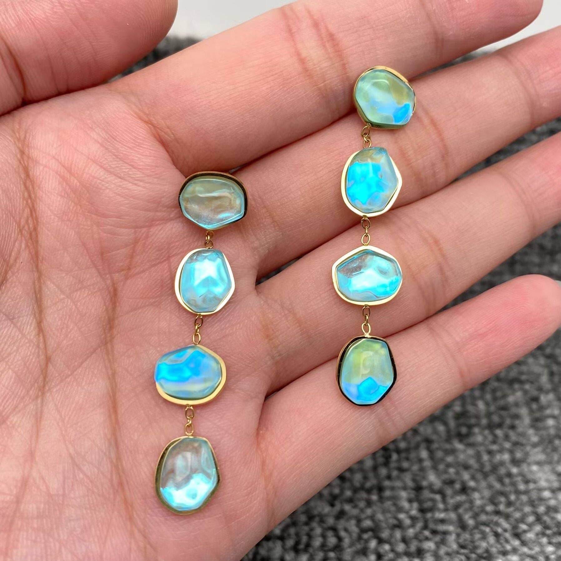 Mermaid Siren | Acrylic 18K Golden Earrings - Spiral Circle
