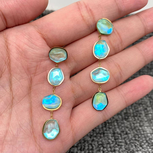 Mermaid Siren | Acrylic 18K Golden Earrings - Spiral Circle