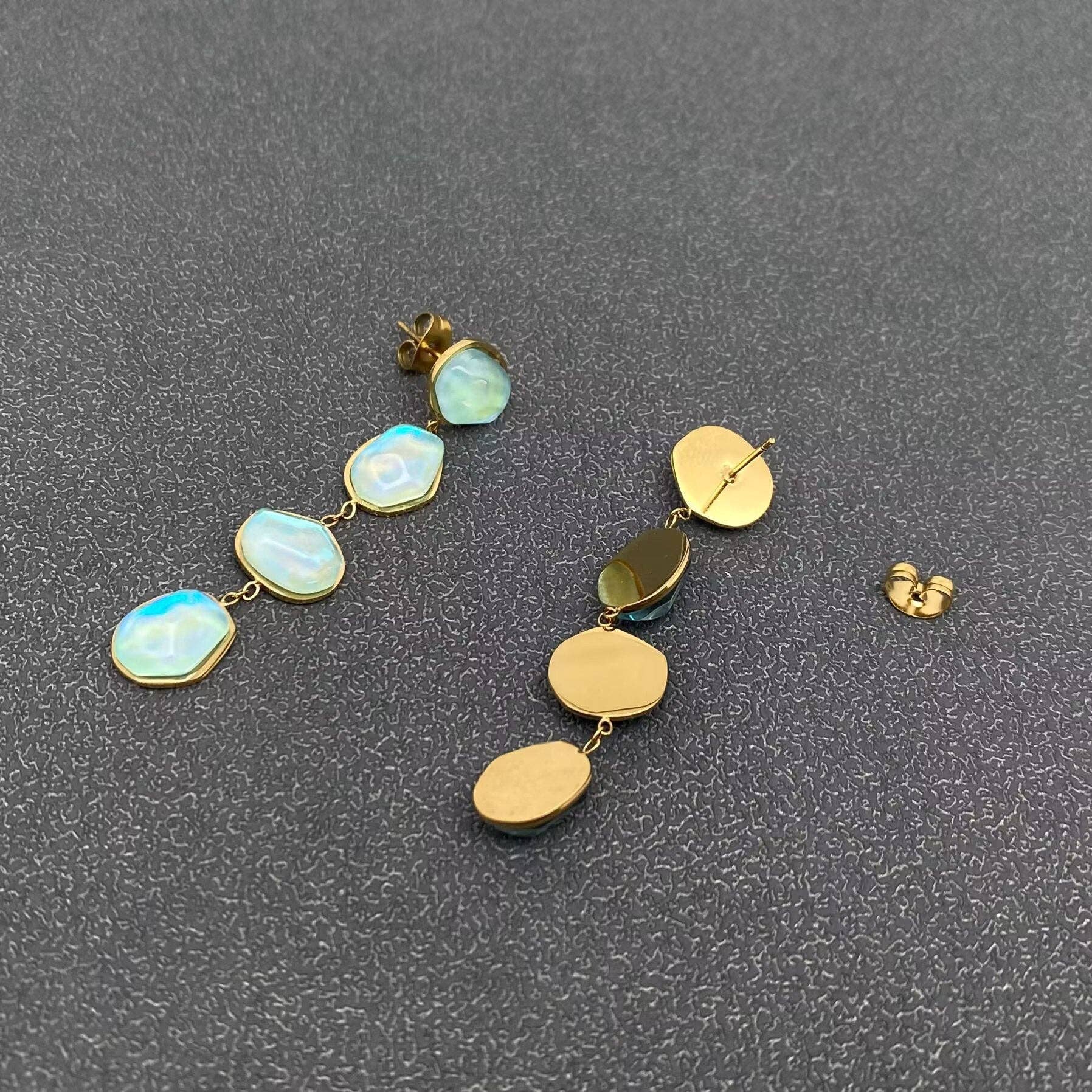 Mermaid Siren | Acrylic 18K Golden Earrings - Spiral Circle