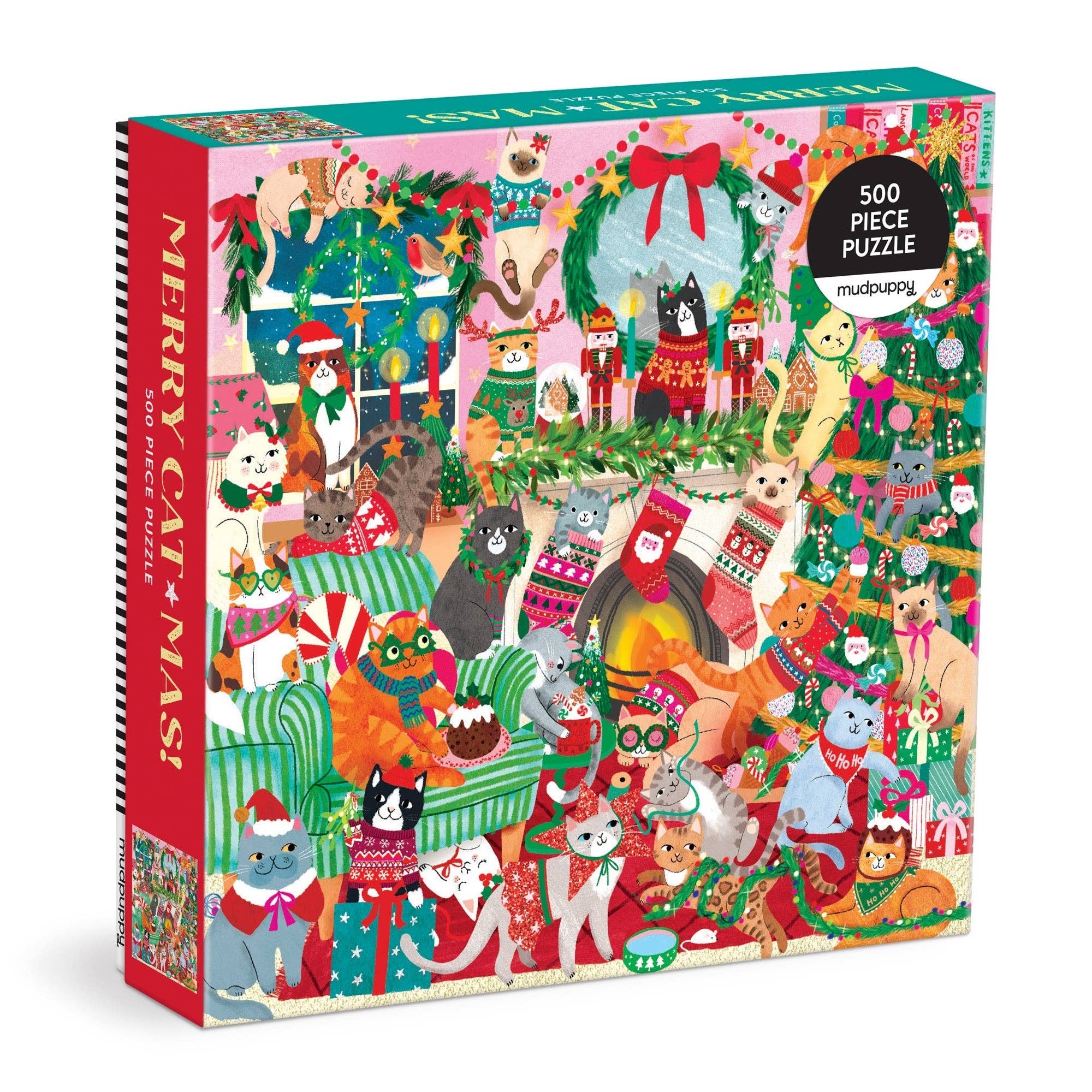 Merry Catmas! 500 Piece Family Puzzle - Spiral Circle