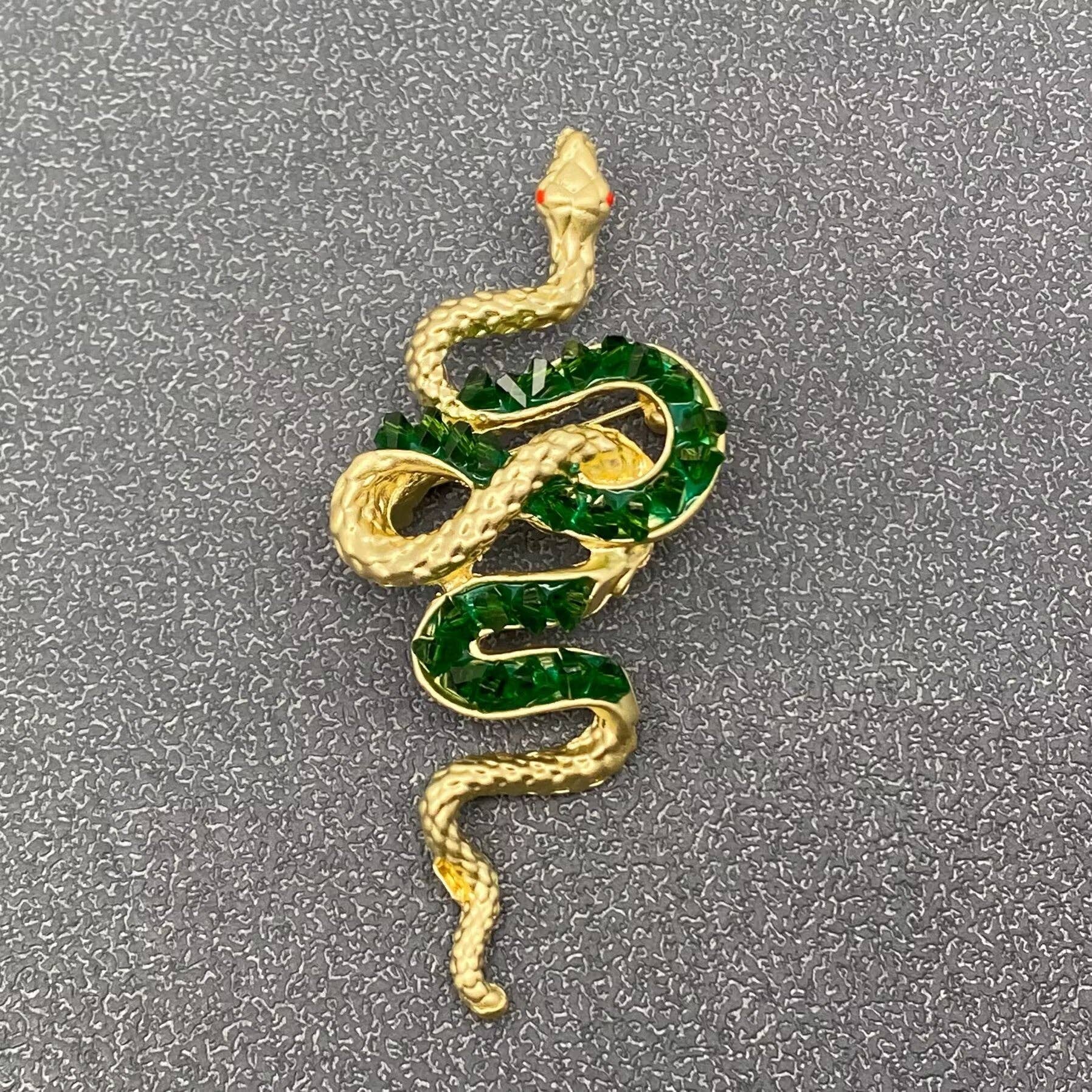 Metal Snake Brooch - Spiral Circle