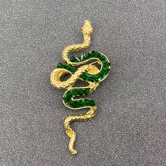 Metal Snake Brooch - Spiral Circle