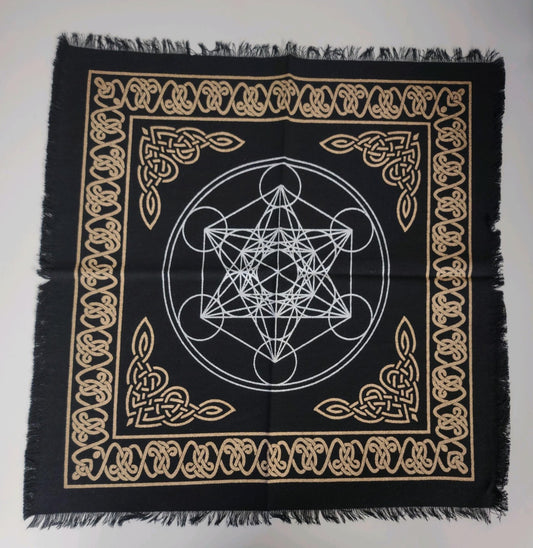 Metatrons Cube Altar Cloth - Spiral Circle