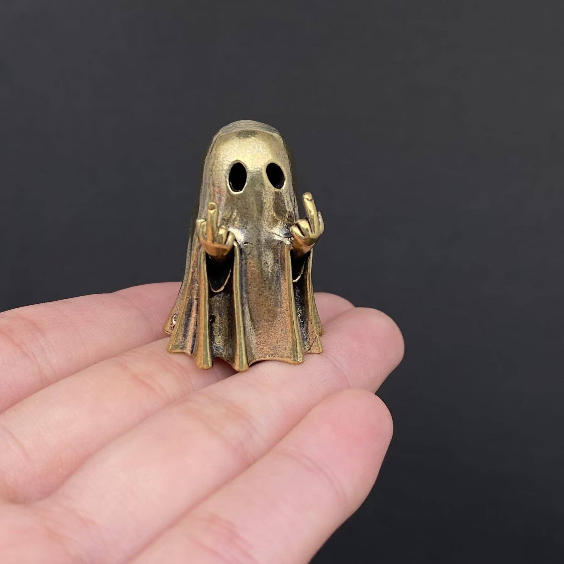 Middle Finger Ghost | Brass Figurine - Spiral Circle