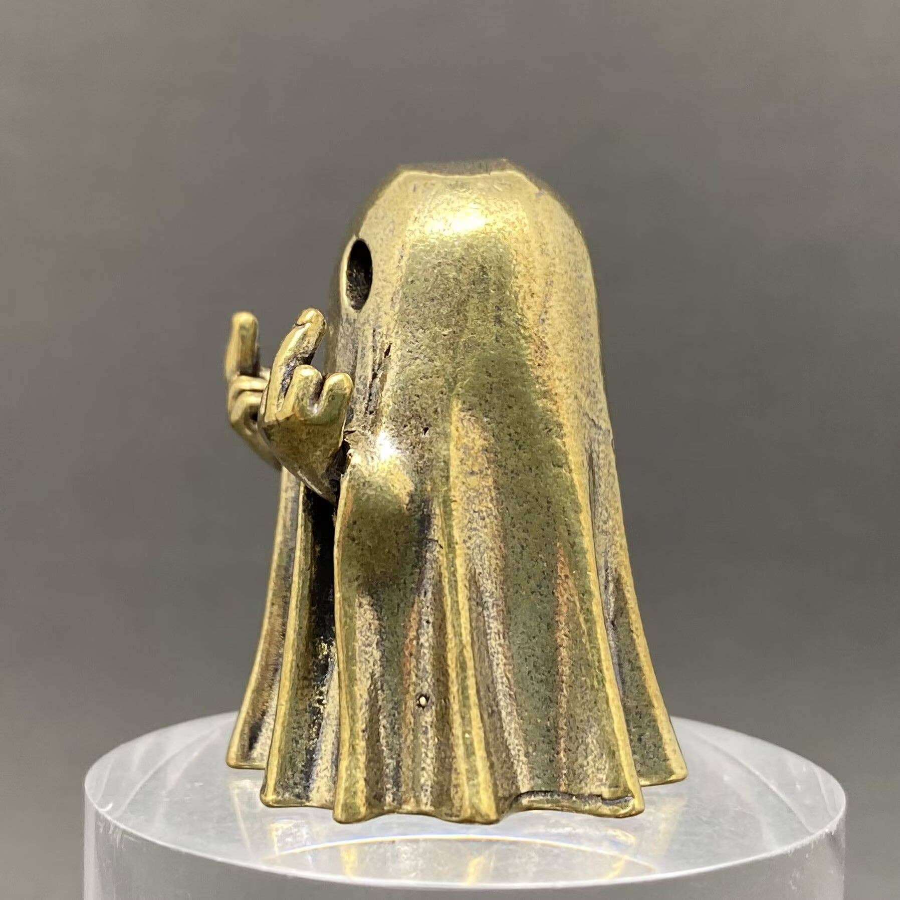 Middle Finger Ghost | Brass Figurine - Spiral Circle