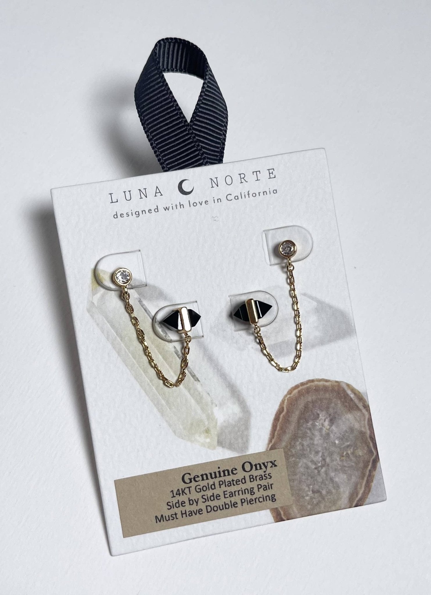 Midnight Serenade Double Pierced Earrings - Clear - Spiral Circle