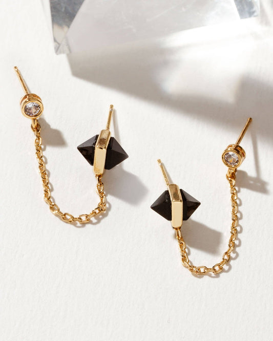 Midnight Serenade Double Pierced Earrings - Clear - Spiral Circle