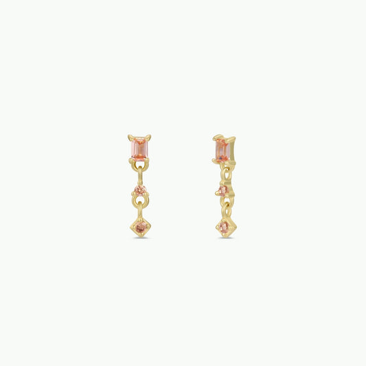 Mini Baguette Drop Earrings - Champagne - Spiral Circle