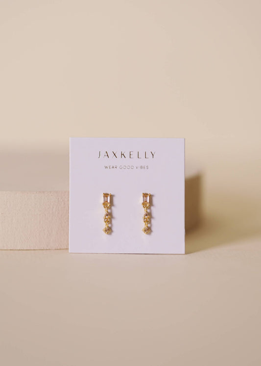 Mini Baguette Drop Earrings - Champagne - Spiral Circle