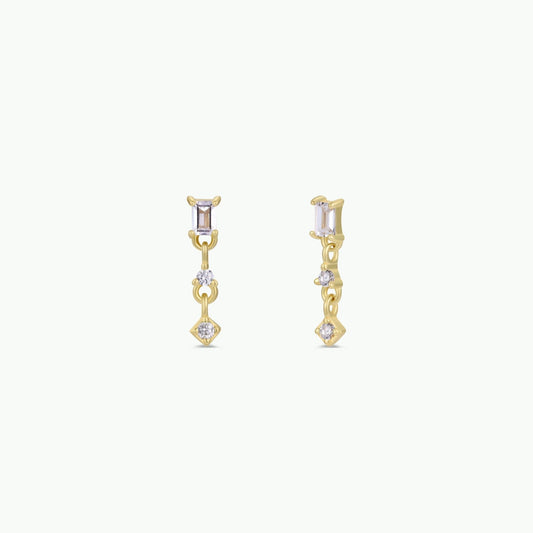 Mini Baguette Drop Earrings | White Topaz - Spiral Circle