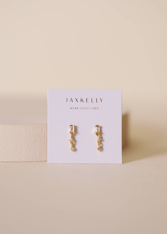Mini Baguette Drop Earrings | White Topaz - Spiral Circle