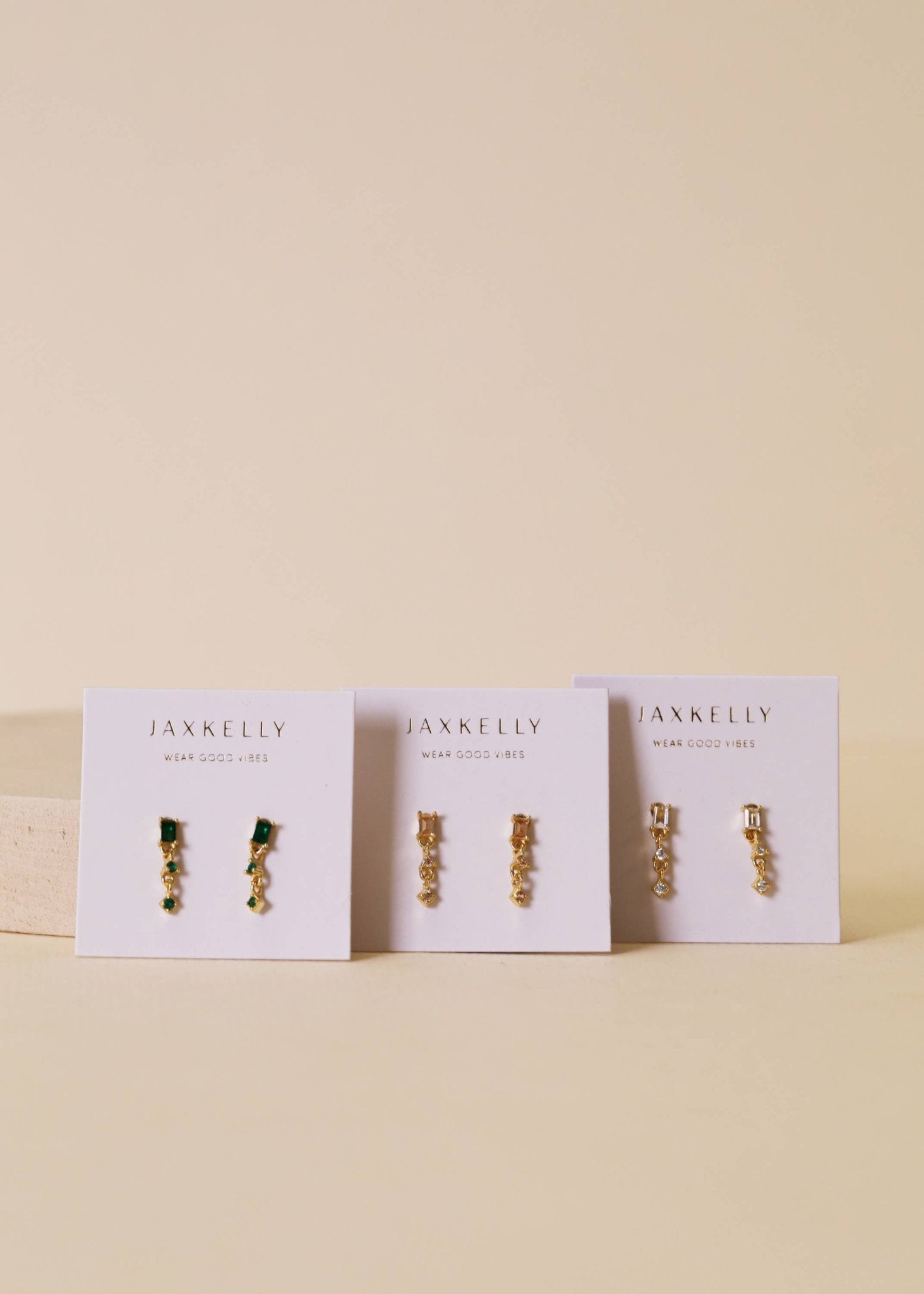 Mini Baguette Drop Earrings | White Topaz - Spiral Circle