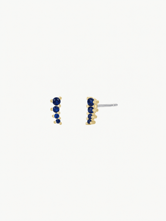 Mini Crawler | Sapphire | Gold Earrings - Spiral Circle