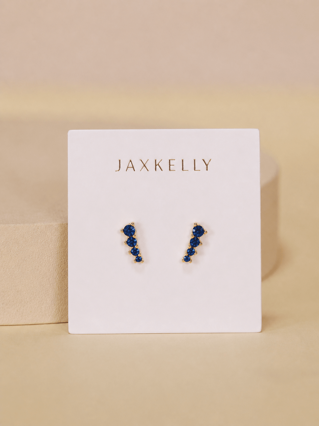 Mini Crawler | Sapphire | Gold Earrings - Spiral Circle