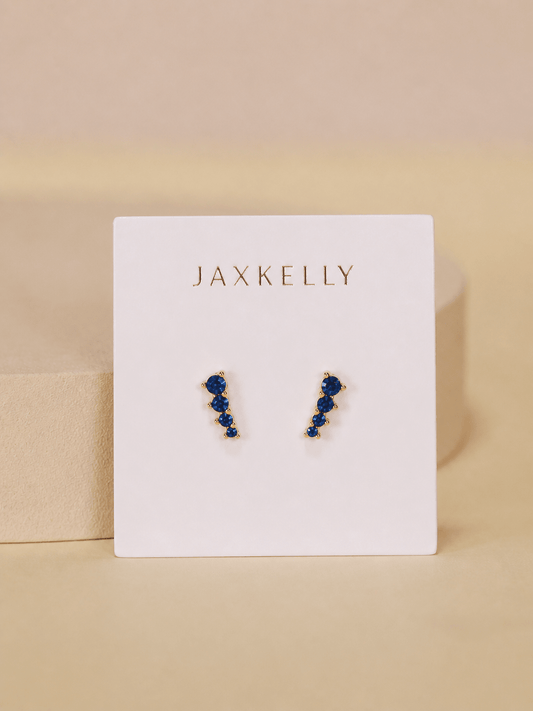 Mini Crawler | Sapphire | Gold Earrings - Spiral Circle