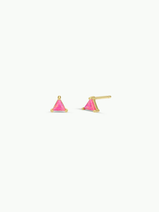 Mini Energy Gem | Pink Opal | Gold Earrings - Spiral Circle