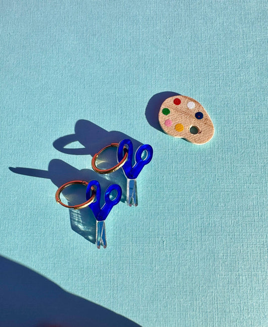 Mini Scissors Earrings - Spiral Circle
