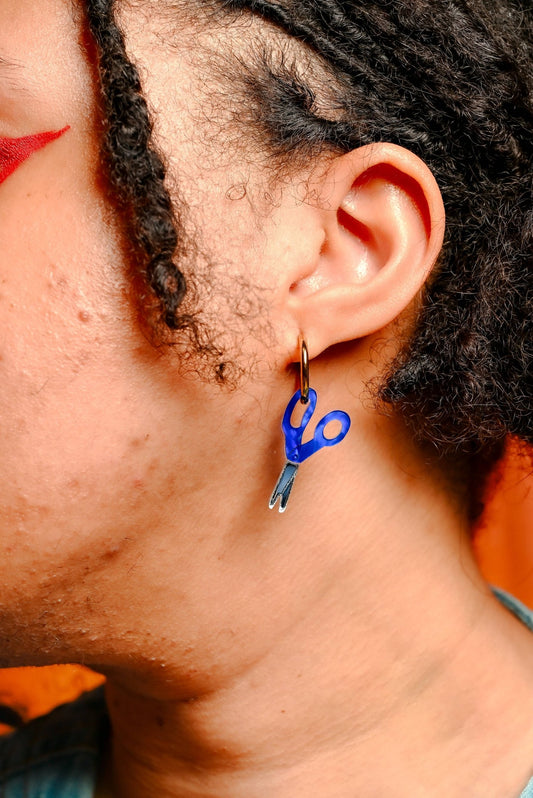 Mini Scissors Earrings - Spiral Circle