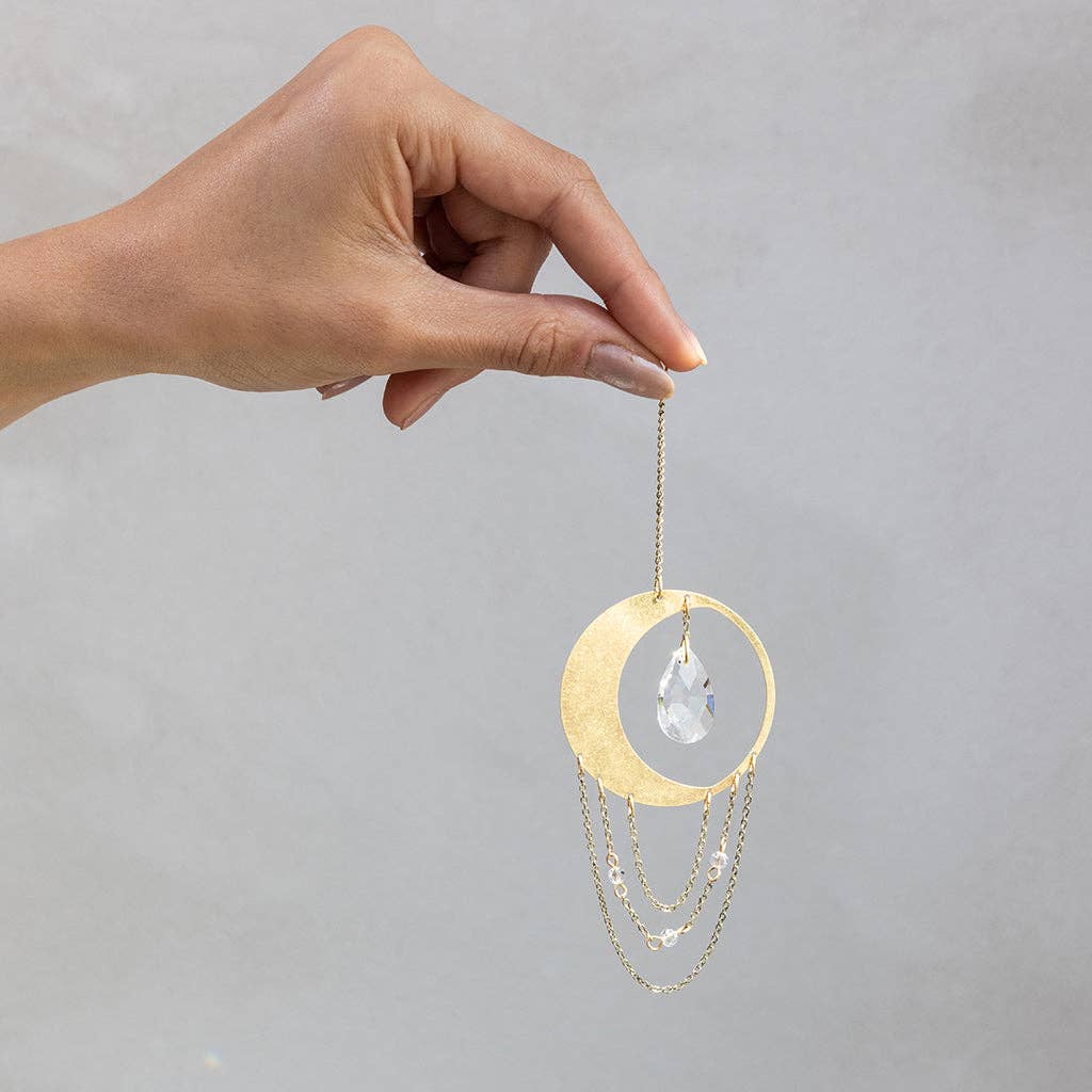 Mini Suncatcher - Crescent Moon/Balance - Spiral Circle