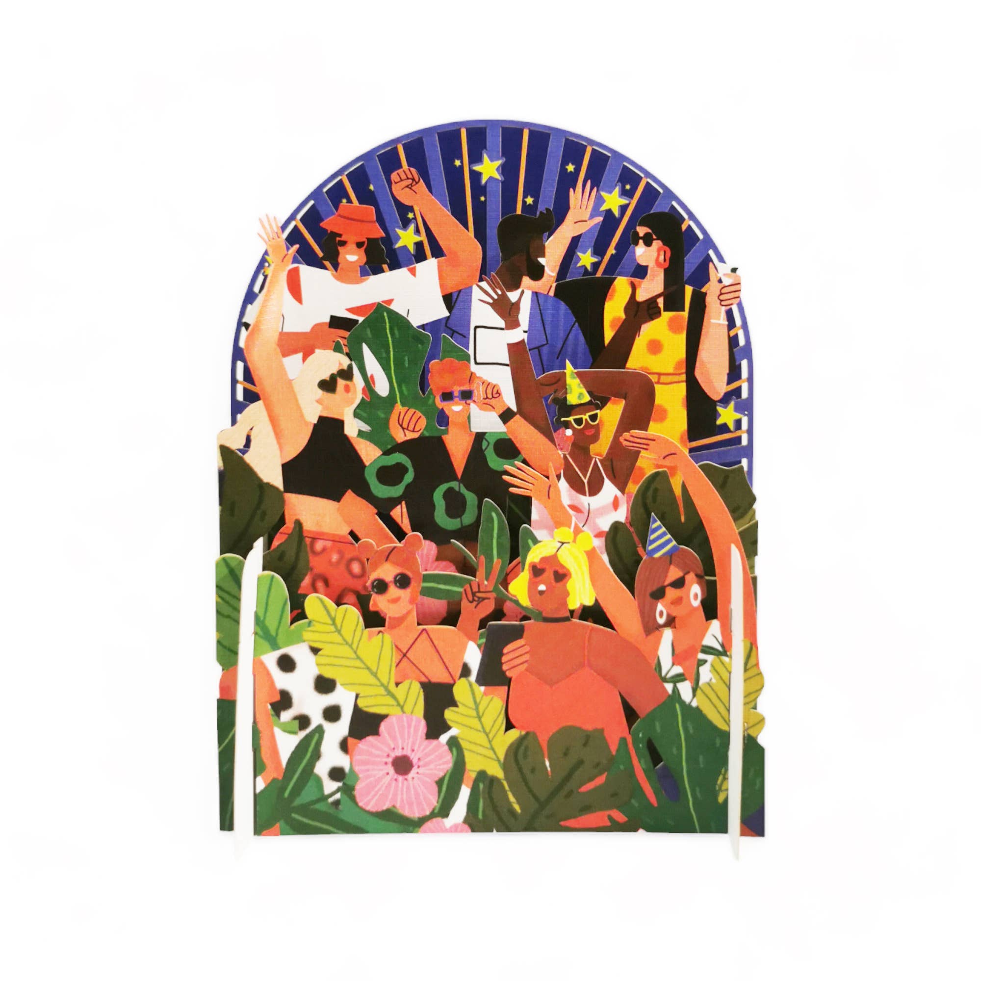 Miniature World pop up card - Party People - Spiral Circle