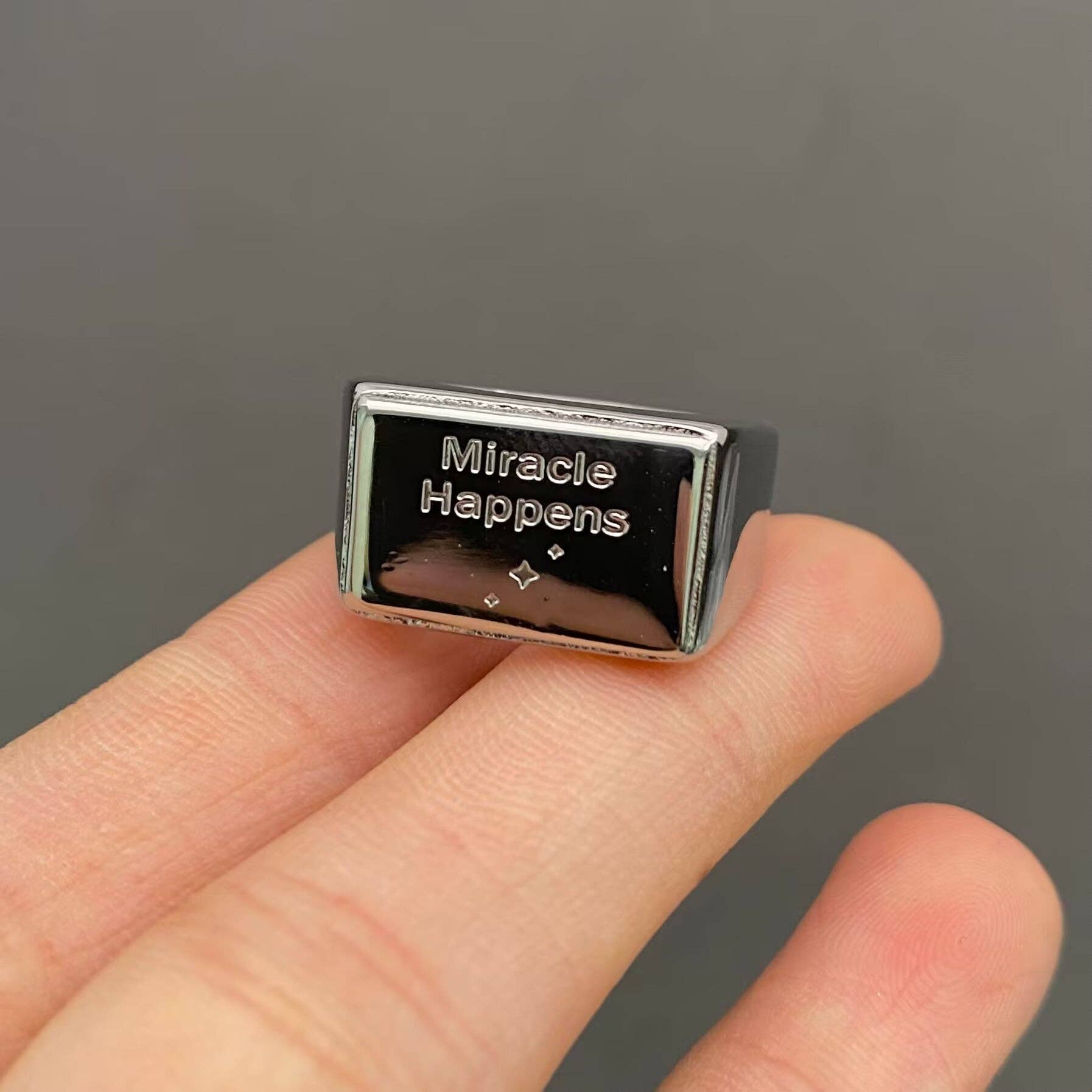 ‘Miracle Happens’ 18K Gold Plated Stainless Steel Rings - FGS - Spiral Circle