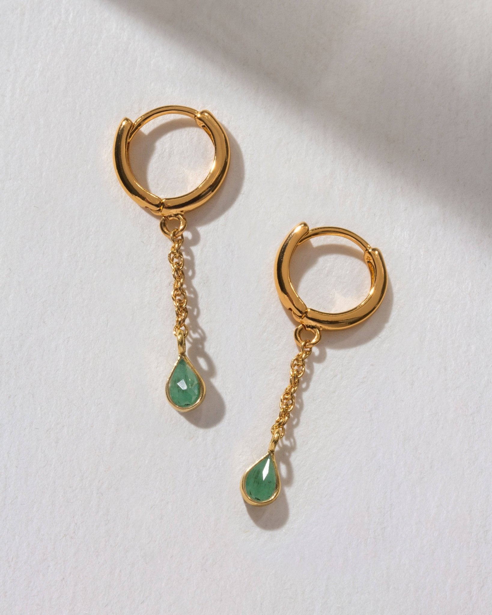 Misty Huggie Hoop Earring - Emerald - Spiral Circle